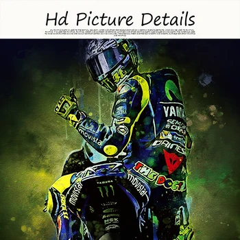 Valentino Rossi Italian Motorcycle Racer Painting Printed on Canvas 4
