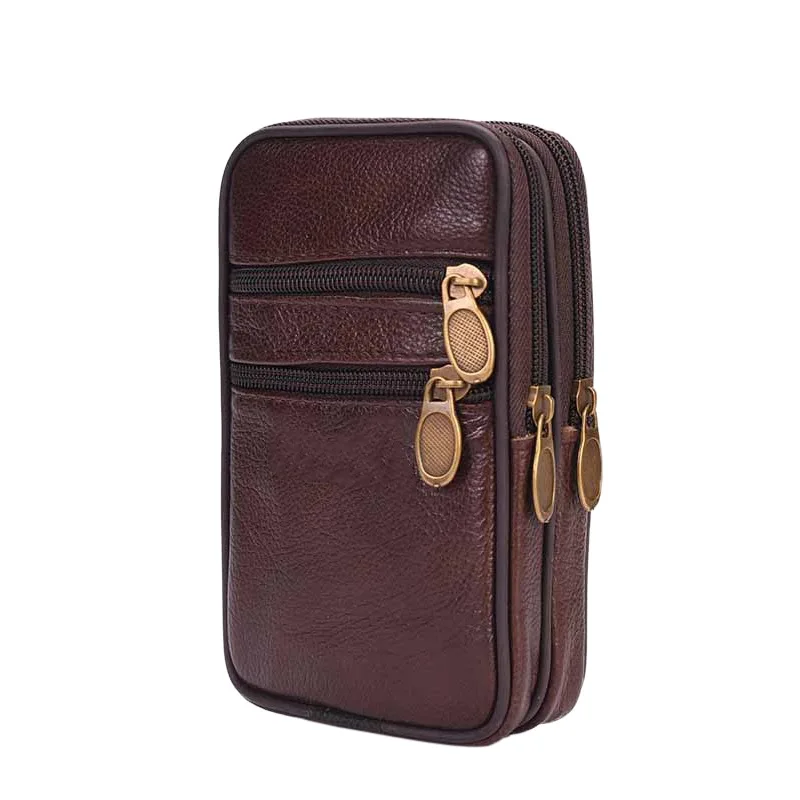 

Men Genuine Leather Waist Pack Bag Coin Purse Mini Cell/Mobile Phone Pockets Case Outdoor Male Money Bags Vintage Waist Bag