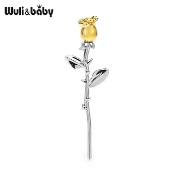 

Wuli&baby Classic Gold-color Rose Flower Brooches for Women Alloy Exiquisit Flower Weddings Banquet Casual Brooch Pins Gifts