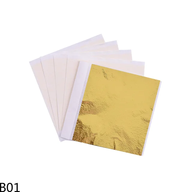 14*14cm 100Pcs Imitation Silver Gold Leaf Paper Gold Foil Sheets Gilding Copper Foil Papers Leaf Leaves Sheets DIY Craft Decor B01-gold