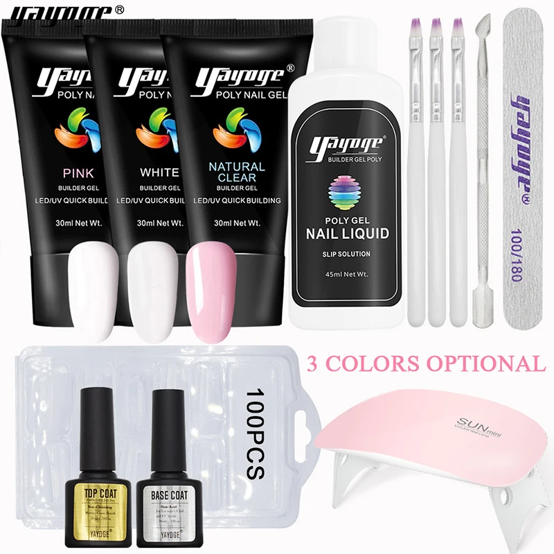 

BE Shipping Yayoge Poly Gel Nail kit Gel Nail Polish 30ml 3 Colors Quick Building Nails Hard Gel Varnish Extension Tips