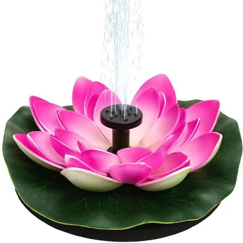 Solar Fontein Vogel Bad Drijvende Pomp Met Blauw Roze Lotus Decoratie 4 Nozzles Voor Tuin Zwembad Vijver Vis tank