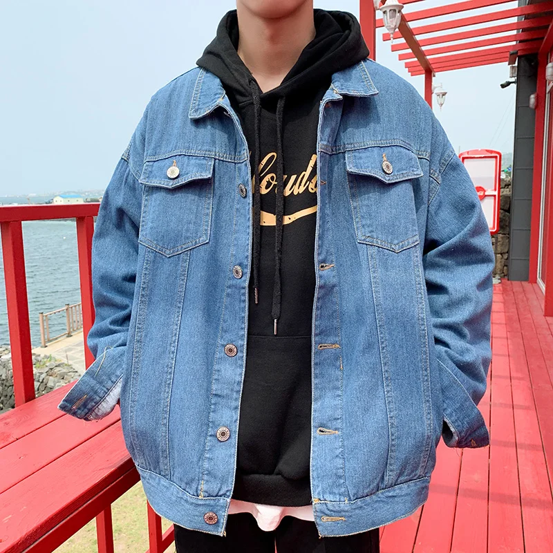 

Spring denim jacket fashion loose denim jacket blue jacket denim