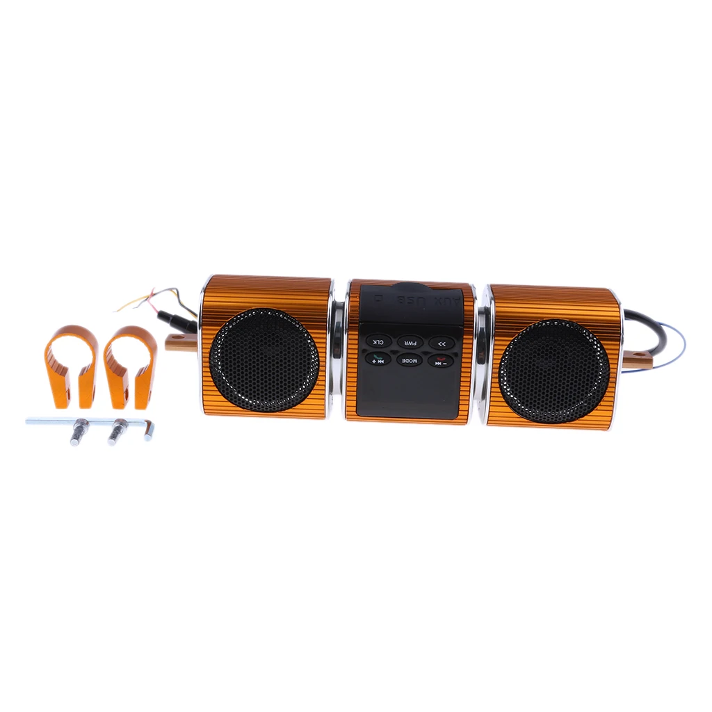 Водонепроницаемый руль Bluetooth мотоцикл стерео динамик аудио система MP3 SD FM Радио ATV UTV золото