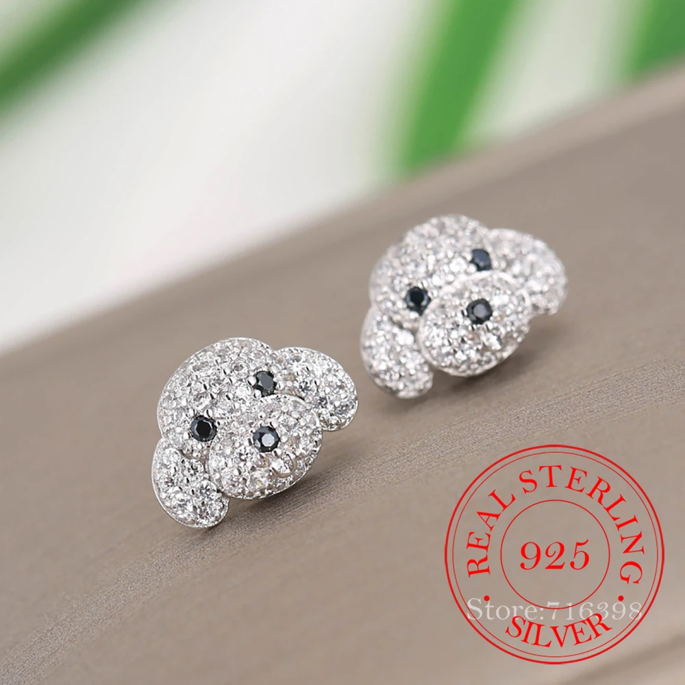 Orecchini A Bottone Per Cani Con Taglio A Cristallo In Argento Sterling 100% 925 Per Gioielli Da Donna Pendientes Boucle D Oreille