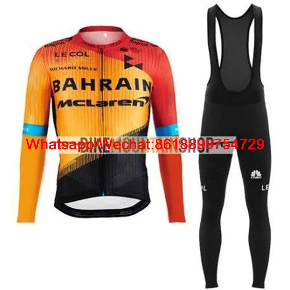 

Le Col Team Bahrain Mclaren 2020 Cycling Jacket Suit Winter Warm Fleece Bike Jersey Ciclyng Set Wielerkleding Trajes Ciclismo
