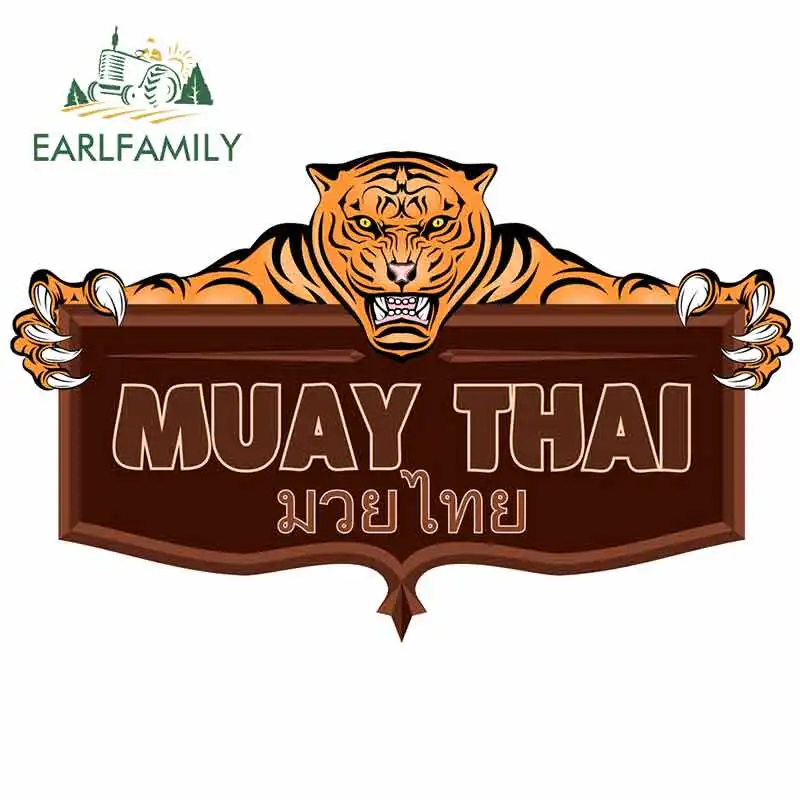 EARLFAMILY 13cm x 8.3cm For MUAY THAI Tiger Waterproof Car Sticker Comical Decal Vinyl Material Personality Creative Decor  Автомобили | Car Stickers -4001028588378