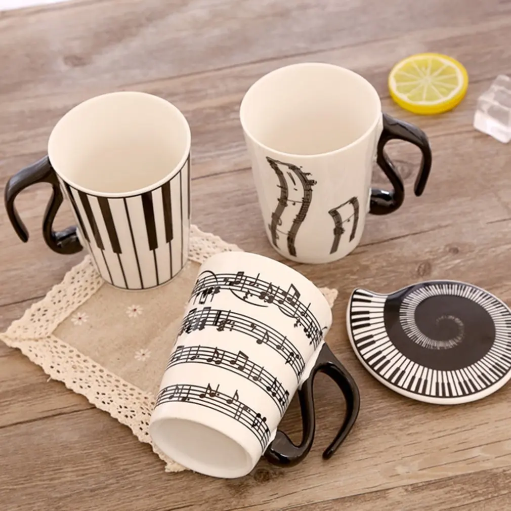 Couple Music Pattern Ceramic Cup Creative Ceramic Music Cup Musical Mark Water Cup Couple Keyboard Pair Cup Coffee Cup
