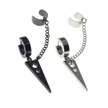 1Pcs Cuff Earring Stainless Steel Ear Cuffs Triangle Dangle Chain Huggie Hoop Earrings for Men Women