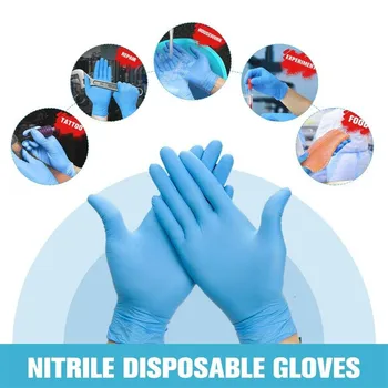 

5 Pairs Gloves Disposable Nitrile Gloves Powder Free Latex Free Single Use Non-Slip Texture Surface Universal Left And Right