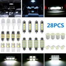 

28 Pcs White Luz LED Car Interior Inside Light Kit for Reading Dome Trunk Map License Plate Lamp Bulbs Luces Auto Accessories