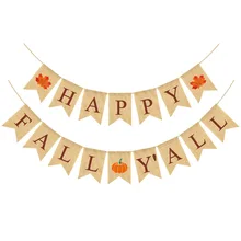 Европа и Америка осенние вечерние украшения на День Благодарения латте арт счастливый осенний Тыква Y 'All кленовый лист льняной флаг