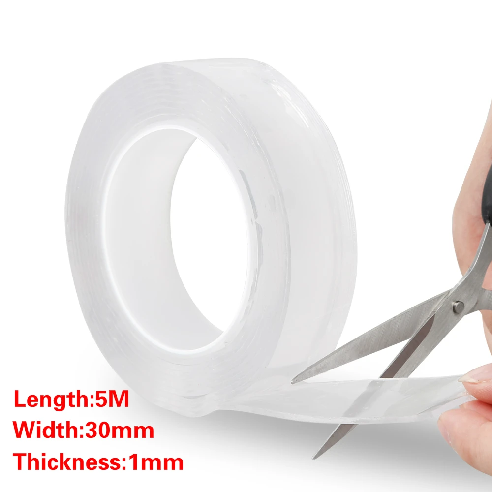 5Mx3cmx1mm Нано-бесследная Волшебная двусторонняя клейкая лента противоскользящая фиксированная клейкая лента моющаяся многоразовая 600 наклеек клейкая лента - Цвет: 5Mx3cmx1mm