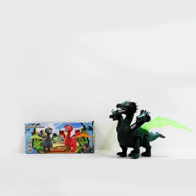 Стойло Горячая Детские развивающие электрические игрушки динозавр Walk-Projection Музыка огни дракон с тремя головками динозавр T