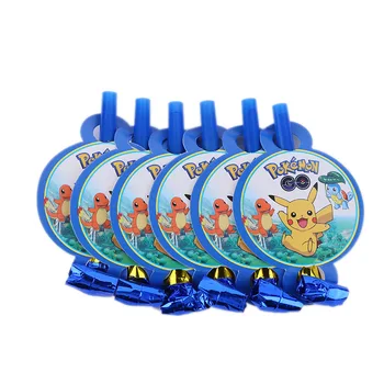 

Boys Kids Favors Pokemon Birthday Party Funny Blowouts Trumpet Happy Baby Shower Party Decorations Noise Maker 6pcs/pack