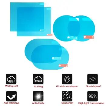 

2Pcs Car Waterproof PET Anti-fog Rearview Mirror Side Window Soft Protective Film Transparent