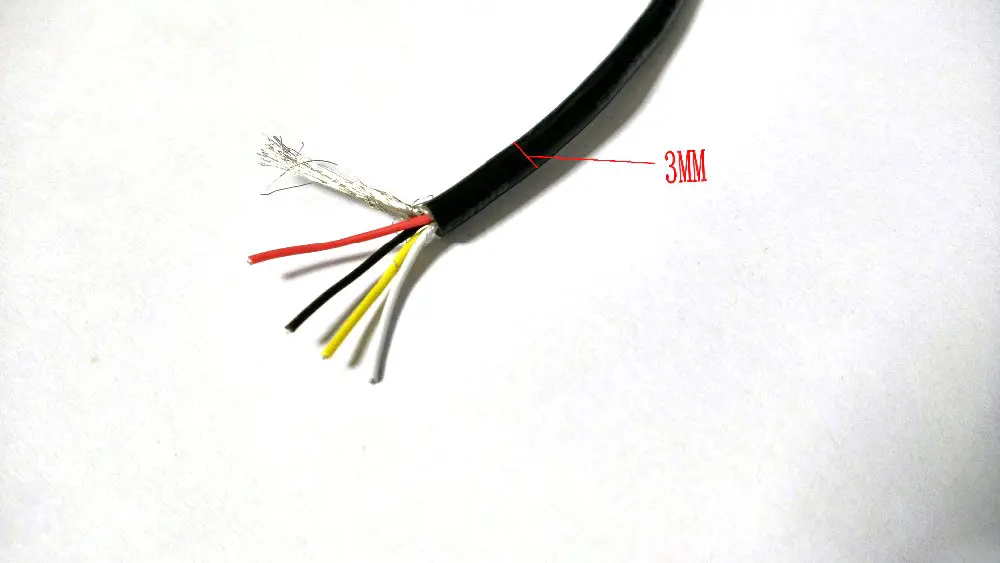 Черный кабель, 28AWG, 4 ядра, щит, ПВХ кабель 300V 80 градусов Цельсия Длина: 10 м