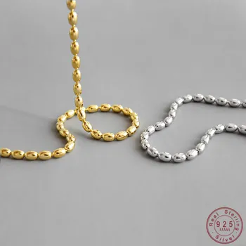 

OBEAR 925 Sterling Silver INS Temperament Niche Oval Beads Necklace Women Retro Personalized Beaded Collarbone Necklace