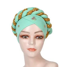 

Head Hat European And American Clan Hats Fashionable Ladies Polyester Big Braid Headscarf Hat Windproof Hair Bag