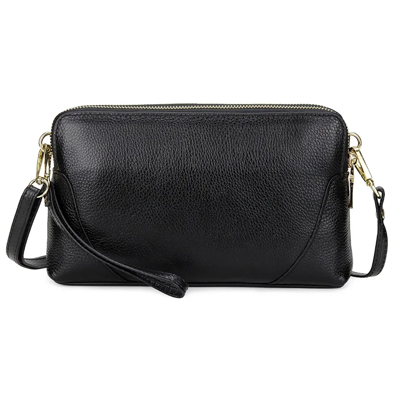 

European and American Double-decker Women's Leather Women's Bags with One Shoulder and One Shoulde