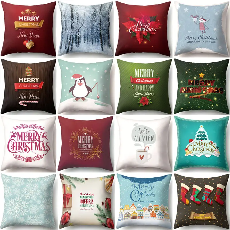 

Christmas Cushion Cover Decorative Throw Pillow Polyester Snowflake Pillowcase New Year Xmas Decor Home Bedroom Decoration 40543