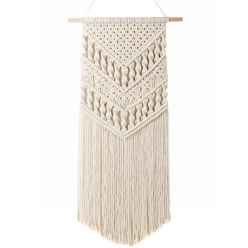 

Macrame Woven Wall Hanging - Boho Chic Bohemian Room Geometric Art Decor - Beautiful Apartment Dorm Room Decoration, 14in W x 33