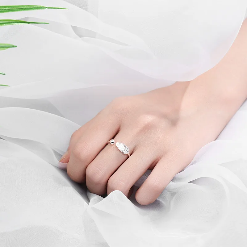 Jellystory, корейское 925 пробы Серебряное кольцо для женщин, в форме листа, с открытой регулировкой, серебряное кольцо, хорошее ювелирное изделие, для свадеб, вечеринок, подарки
