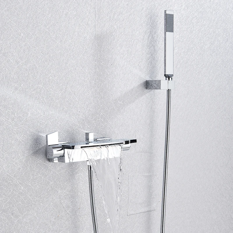 Bathtub Faucet Shower Faucet Water Mixer Quyanre Black Waterfall Bathtub Shower Faucets Wall Mount Shower Mixer Tap Faucets Hot Cold Bath Tap BaRobinet Baignoire