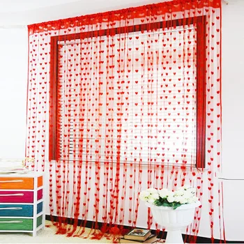 

300x290CM String Curtain Love Heart Tassel Strings Door Window Decorective Divider Curtain Pink Beige Valance Home Decoration