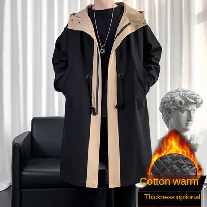 Spring Long Style Coat Men's High Quality Casual Trench Coat Casual Hoooded Jackets Men's Clothing Windbreakers Waterproof