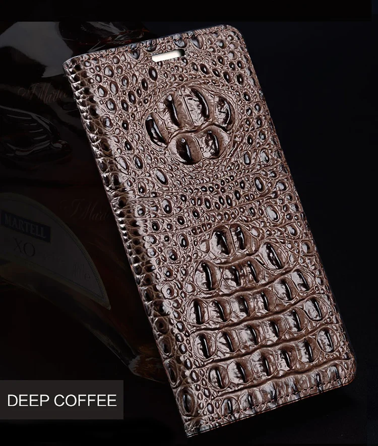 Чехол из натуральной кожи крокодила для samsung galaxy A50 A70 A40 A20 Note 8 9 10 S8 S9 S10 plus чехол для телефона r - Цвет: Темно-коричневый