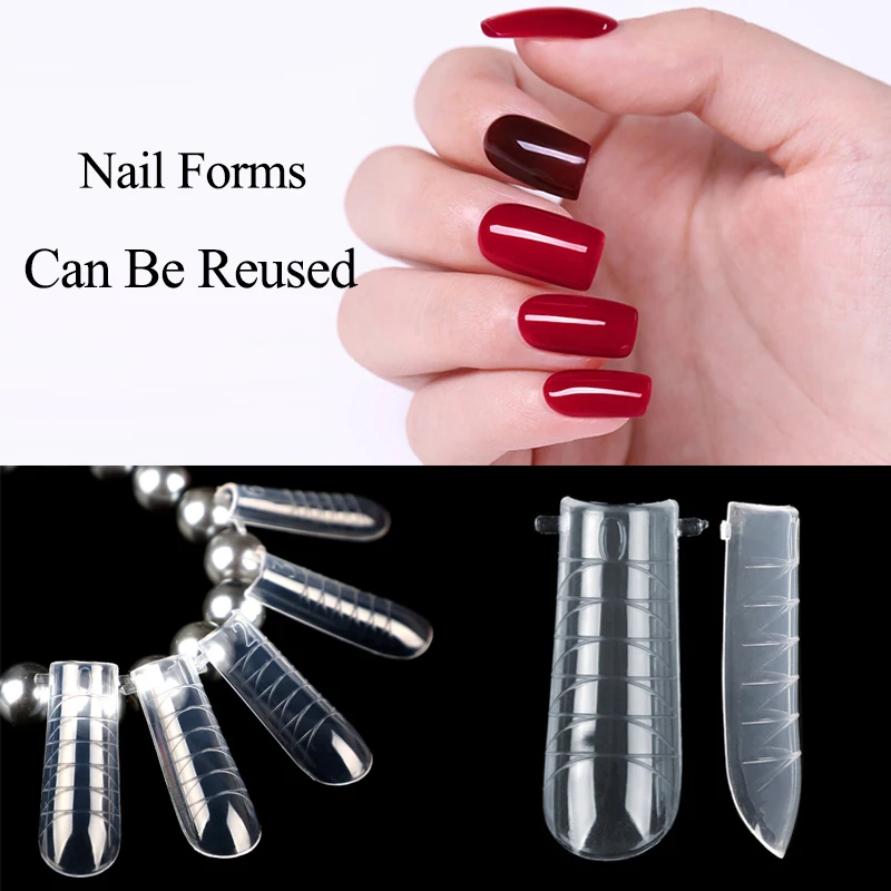 

120Pcs Dual Form Building Mold Nail Tips Nails Reusable Tool Full Cover Nail Extension Forms Nail Shape Build