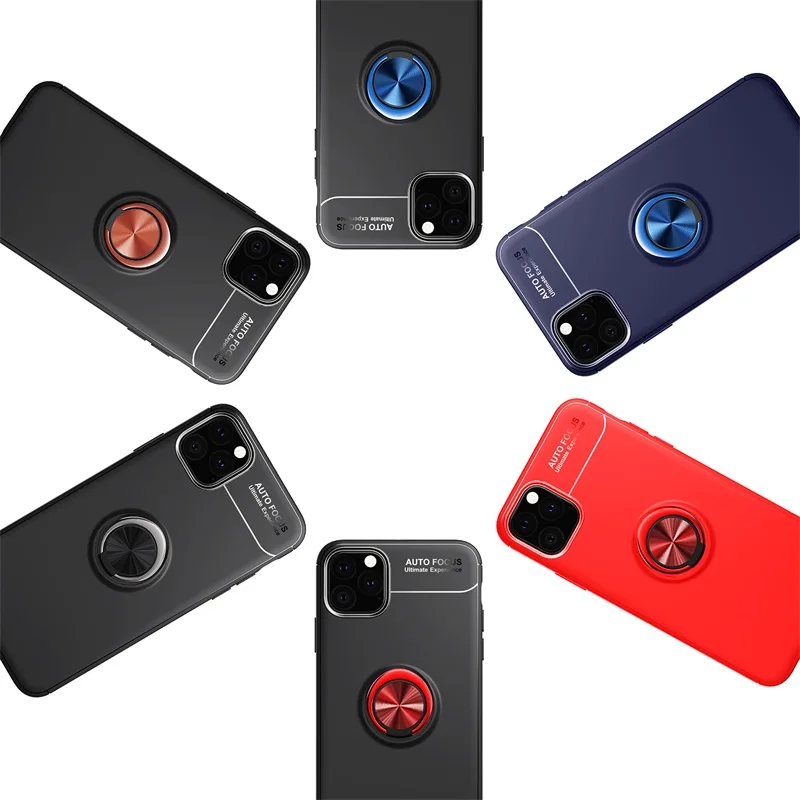 Для iPhone 11 Pro Max чехол с магнитным кольцом мягкий матовый Силиконовый чехол для телефона s для iPhone 6 6S 7 8 Plus X XR XS Max задняя крышка