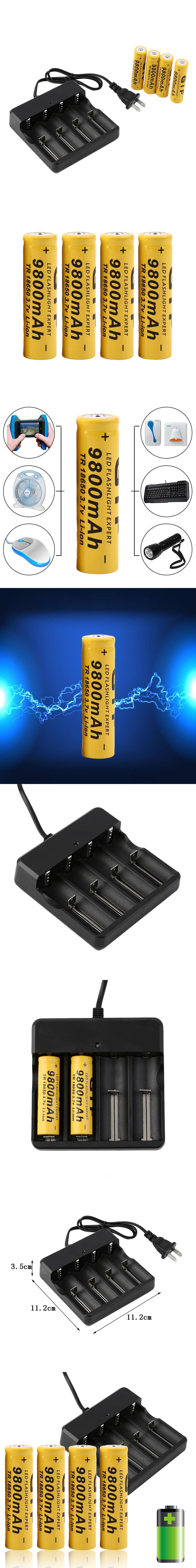 4x18650 3,7 V 9800mAh литий-ионная батарея+ US Chargeur universel