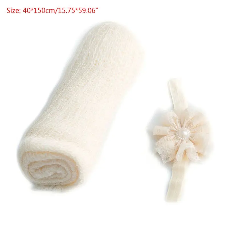 

2019 2 Pcs/set Creative Children Baby Photography Wrap Cloth Headband Set Newborn Photo Swaddle Towel with Tiara
