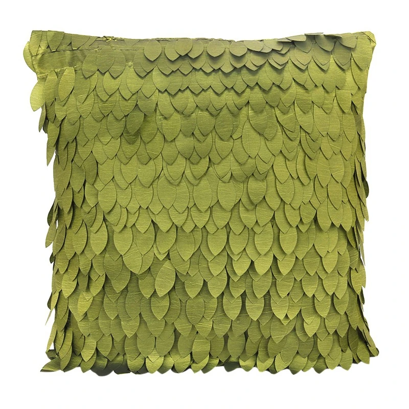 

Hot XD-1 x Leaf-Pattern Satin Pillow Case Cover for Sofa Cushion Car/Bed Pillow 43 x 43cm---Olive Green