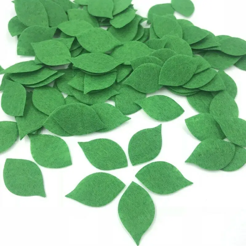 DIY Green Leaves Felt Card making decoration Applique Sewing clothing 25mm 200PCS felt fabric sheet