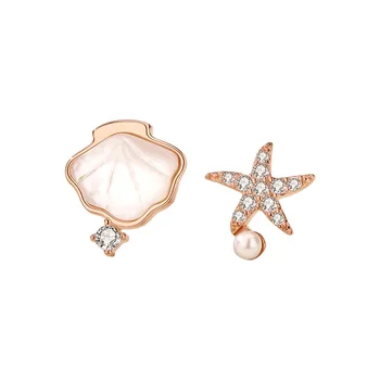 

New Starfish Shell Earrings Female Simple Fashion Temperament Earrings Personality Diamond S925 Sterling White Fungus Jewelry