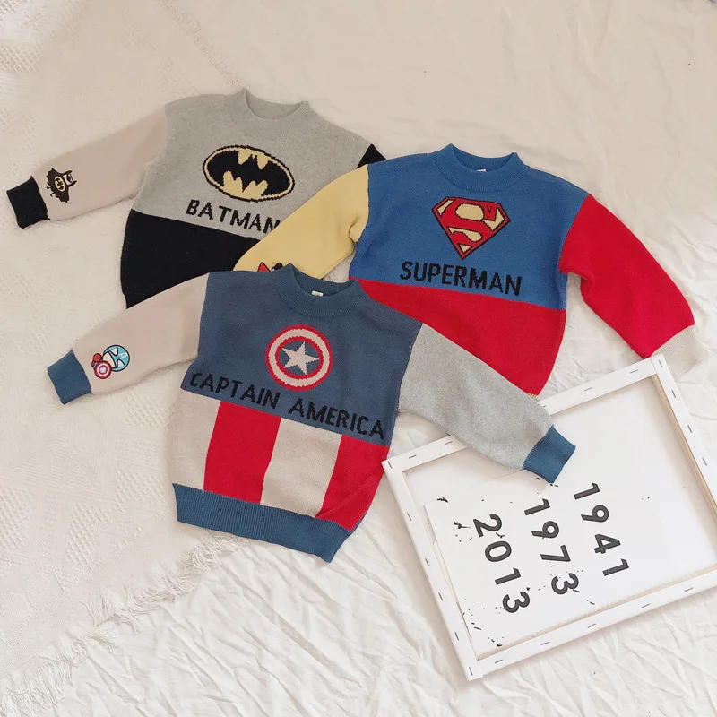 

2019 new children sweater cartoon superman boy clothes fashion Kidss weaters autumn and winter shirt casual boys girl sweater