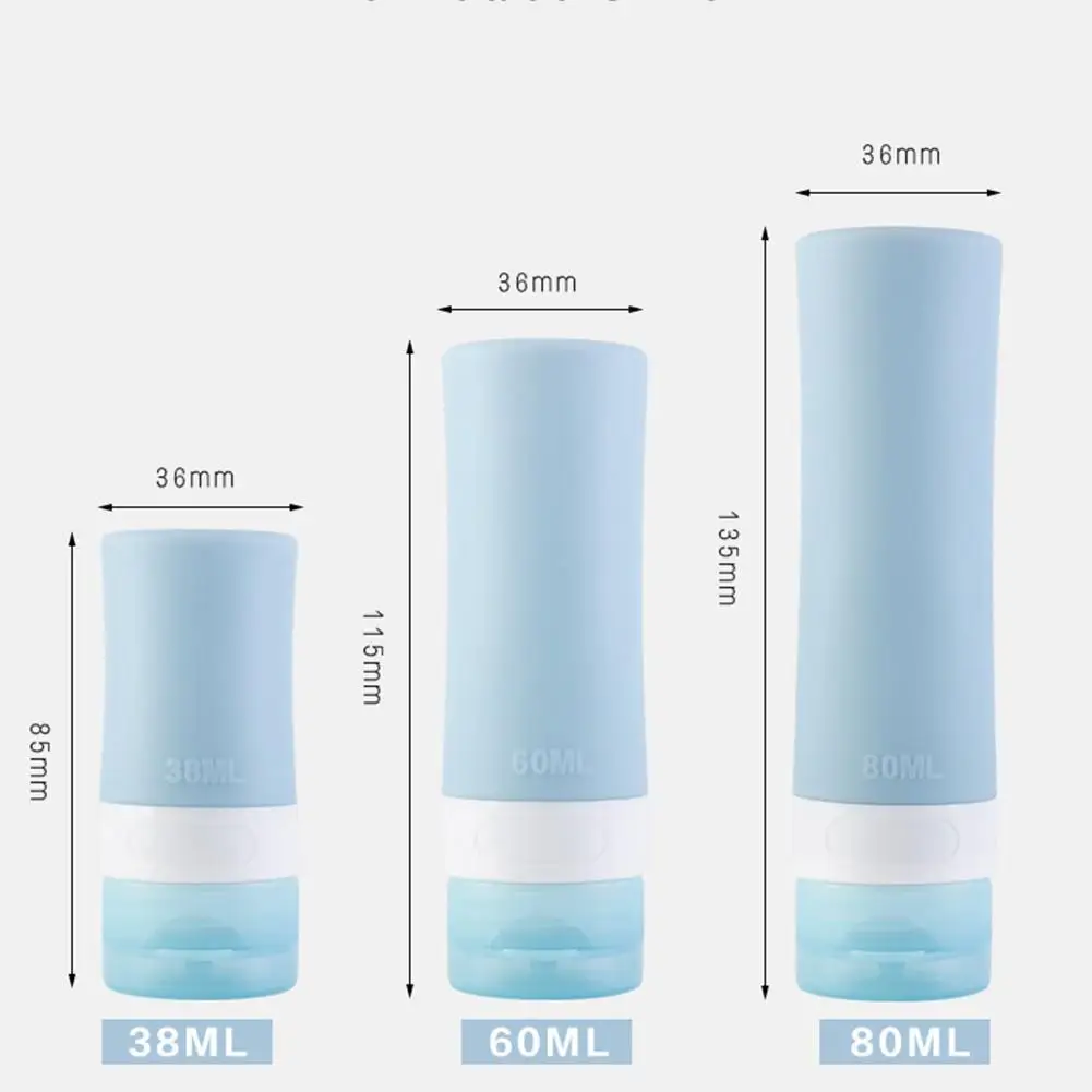 3PCS Portable Travel Shampoo Dispenser Bottles Silicone Cosmetic Bottling Shower Gel Soap Container Squeezable Travel Tube Set