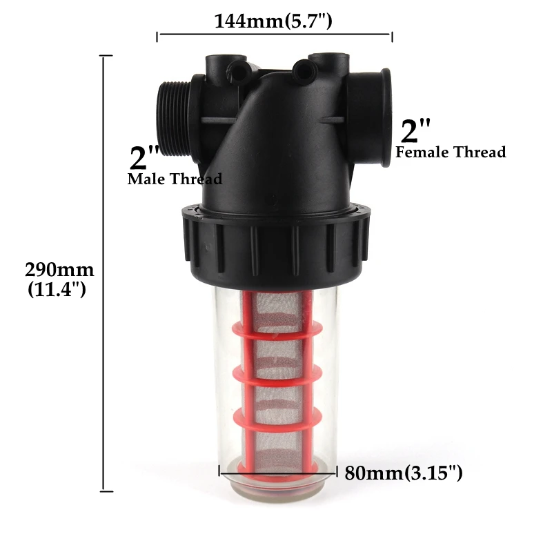

2" Transparent Water Filter Visible Pipe Filters Stainless Steel Filter Element Micro Irrigation Strainer Larger Flow Filters