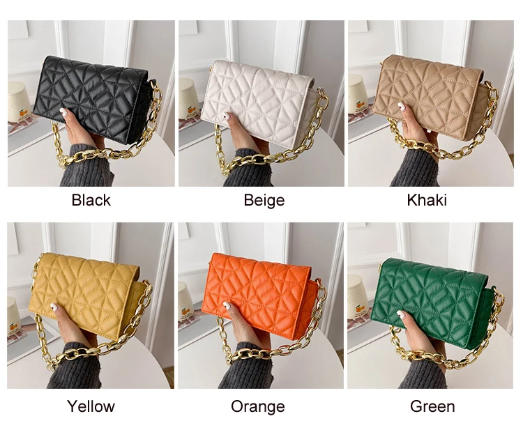 2022 Fashion Plaid Shoulder Bag Thick Chain Underarm Bags For Women Brand Designer Handbags And Purses Ladies Crossbody