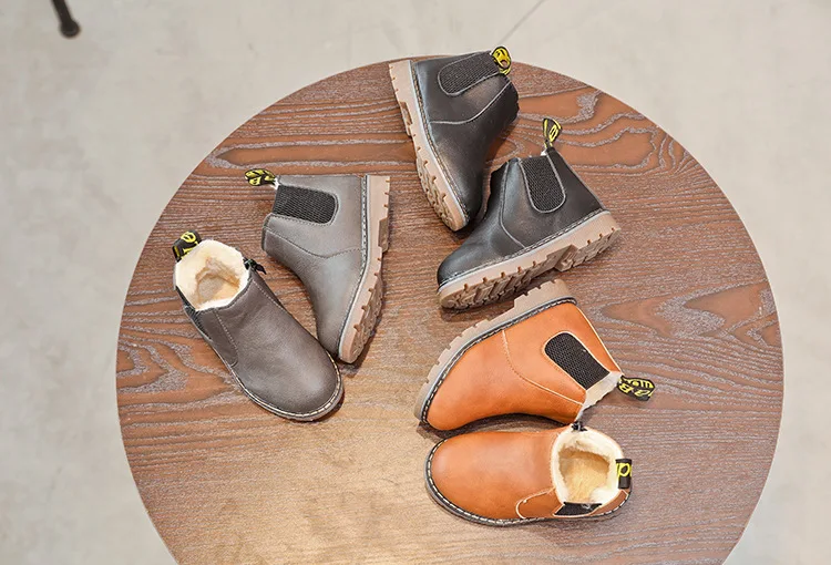 Children Snow Boots 2020 Autumn Winter Cotton Shoes Boys Girls Waterproof Non-slip Ankle Boots Kids Leather Boots Fashion