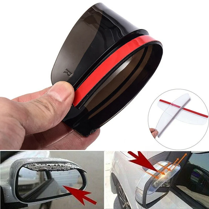 

Black 2pcs PVC Car Rear View Mirror Sticker Rain Eyebrow Auto Mirror Rain Shield shade cover Protector Guard