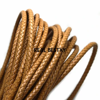 

2m/lot approx 6mm natural color Round Braided Leather Cord For Jewelry Making Necklace Bracelet Craft Accessories Diy men bangle