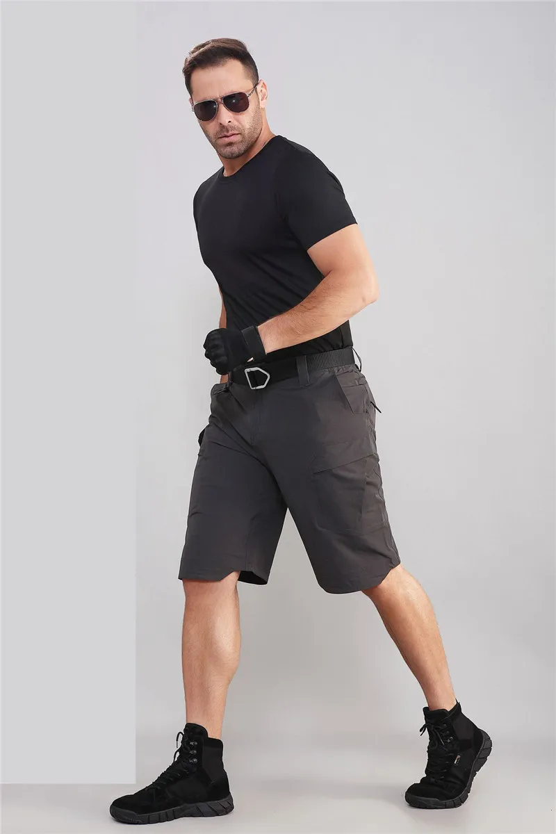 Спортивные быстросохнущие шорты Карго с несколькими карманами для мужчин, летние спортивные шорты для альпинизма, походов, тонкие дышащие тактические армейские короткие брюки