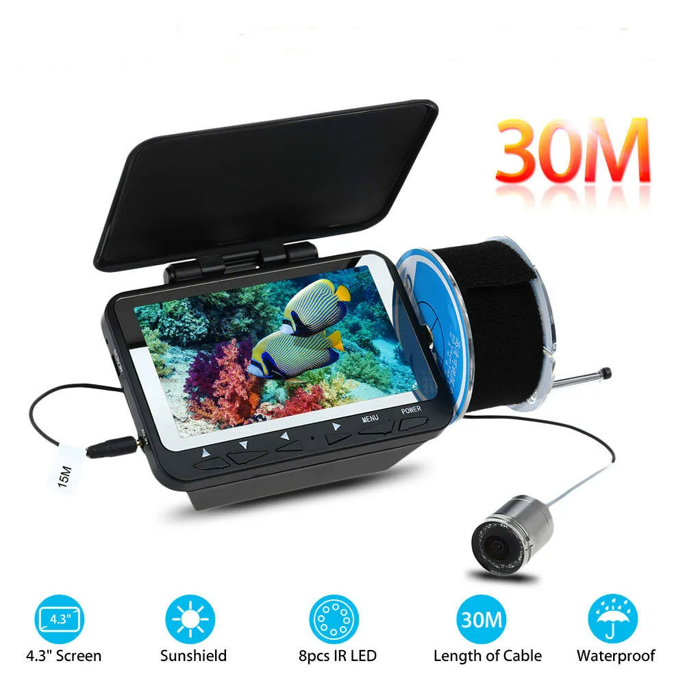 

30M 4.3" LCD Underwater Ice Fishing Camera Fish Finder 8 IR LED Night Vision Kamera IR lamp
