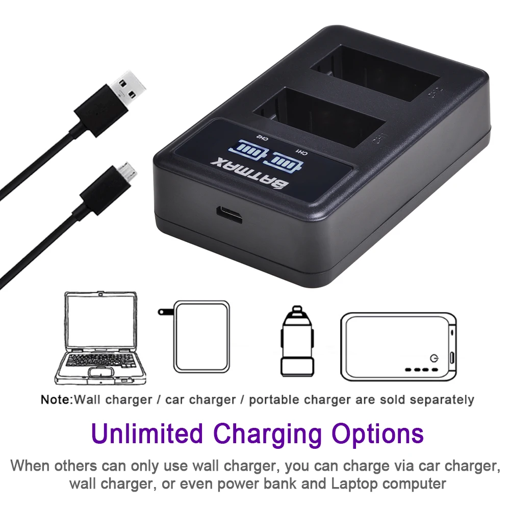 Batmax 1200mAh EN-EL20 EN EL20 EN EL20a Battery+ LED Dual USB Charger for Nikon Coolpix P1000 Nikon1 J1, J2, J3 Nikon1 AW1