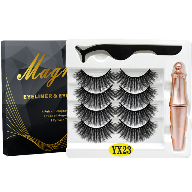 8PCS 2022 New 5 Magnet Magnetic Eyeliner 3D Kit Mink Eyelashes Natural with False Lashes with Tweezers