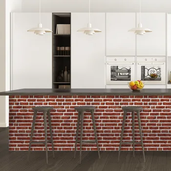 

3D 40*300cm PVC Waterproof Self-adhesive DIY Decorative Red Brick Pattern Wall Stickers Kitch Bed Living Bath Room Wall Decor